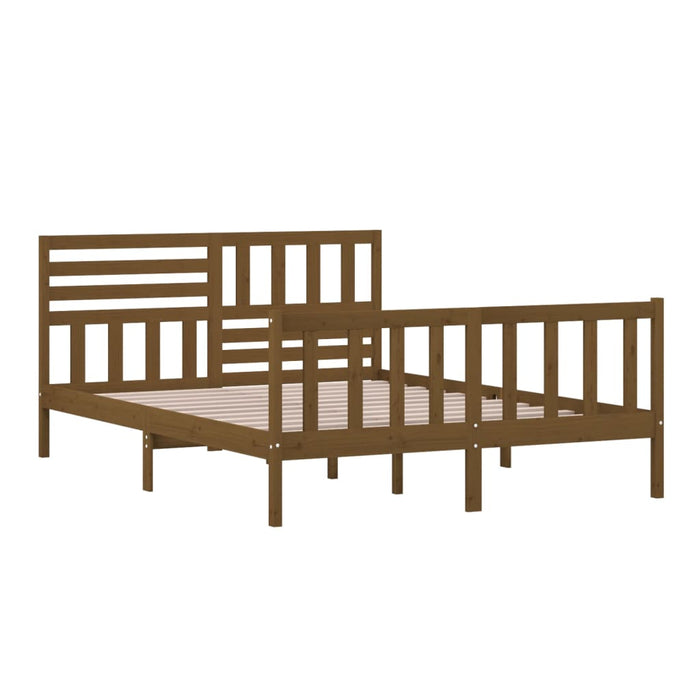 Bedframe massief hout honingbruin 150x200 cm 5FT King Size