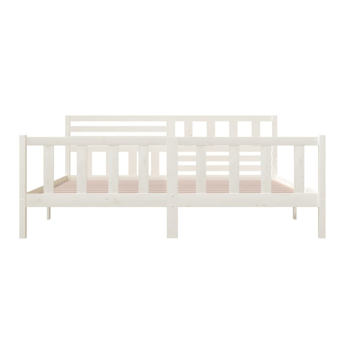 Bedframe massief hout wit 200x200 cm