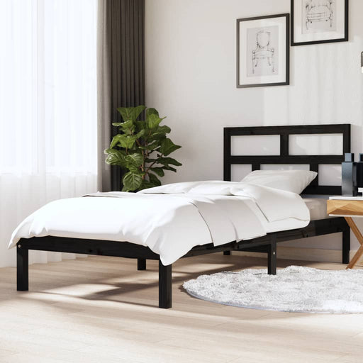Bedframe massief hout zwart 90x190 cm 3FT Single
