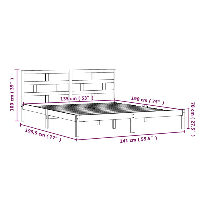 Bedframe massief hout 135x190 cm 4FT6 Double