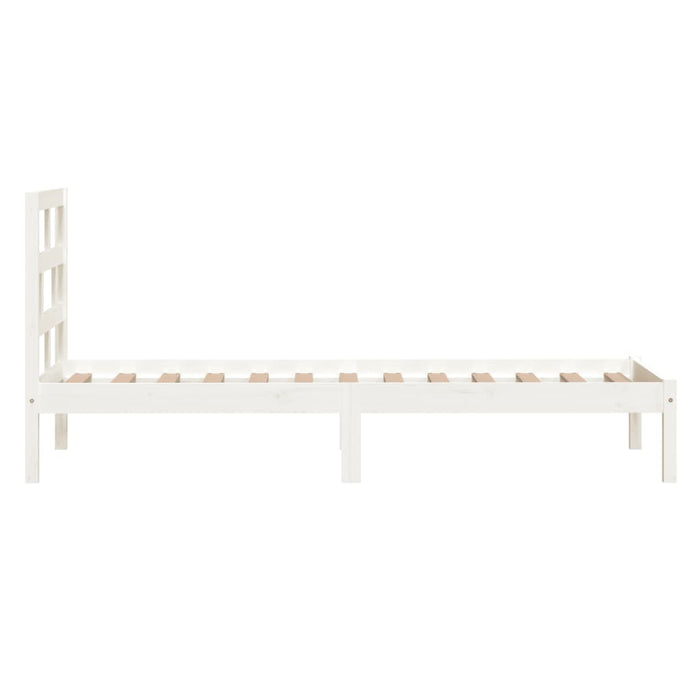 Bedframe massief grenenhout wit 90x200 cm