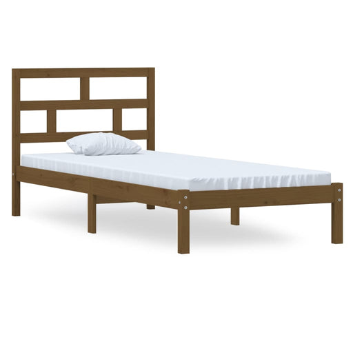 Bedframe massief grenenhout honingbruin 100x200 cm