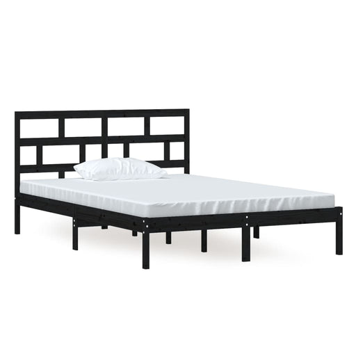 Bedframe massief grenenhout zwart 140x200 cm