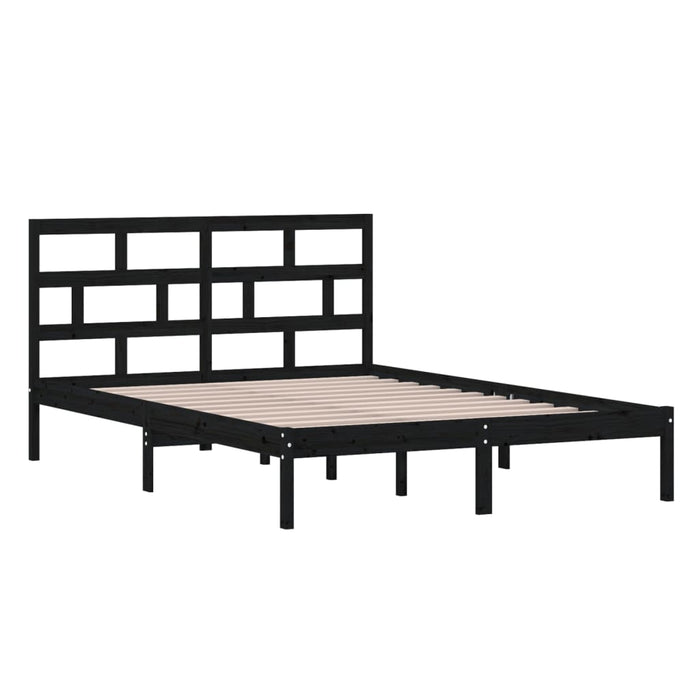 Bedframe massief grenenhout zwart 140x200 cm