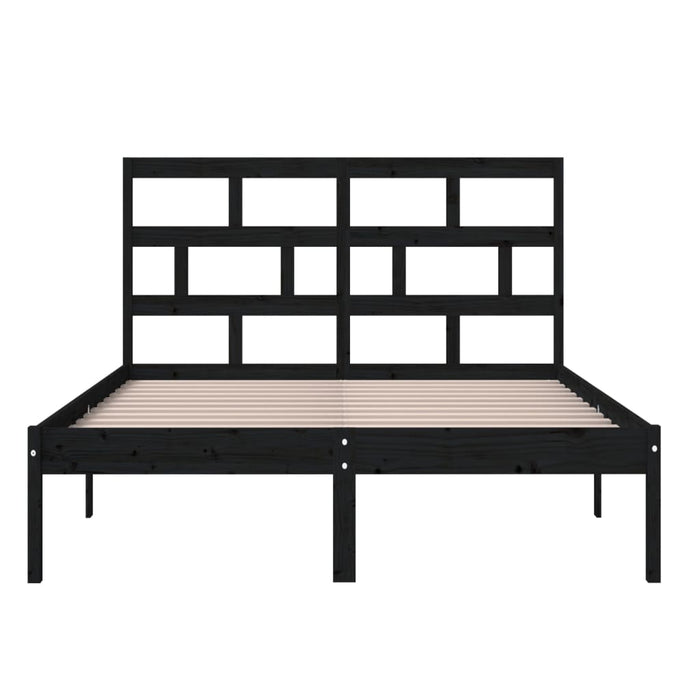 Bedframe massief grenenhout zwart 140x200 cm