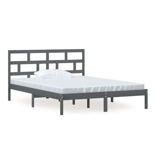 Bedframe massief hout grijs 150x200 cm 5FT King Size