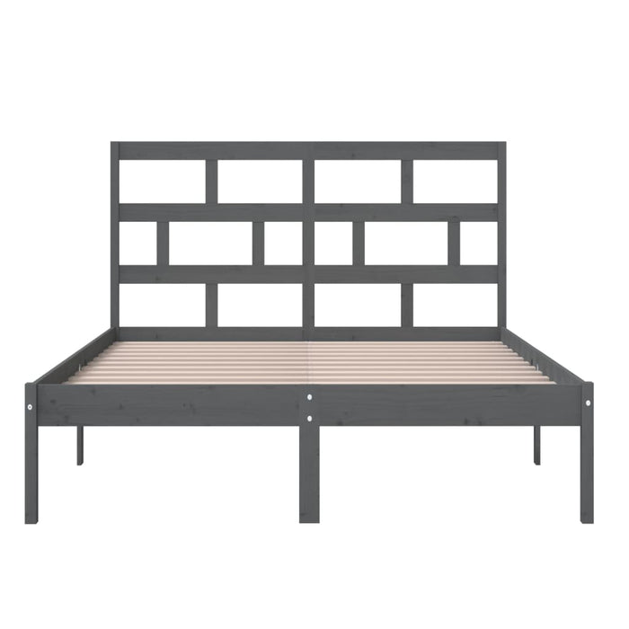 Bedframe massief hout grijs 150x200 cm 5FT King Size