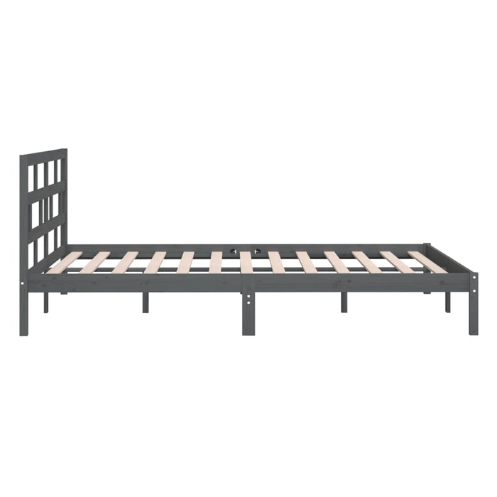 Bedframe massief hout grijs 150x200 cm 5FT King Size