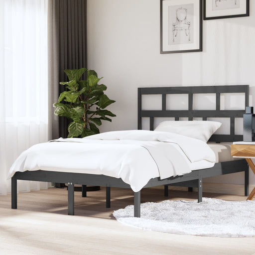 Bedframe massief hout grijs 150x200 cm 5FT King Size