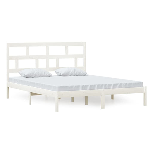 Bedframe massief grenenhout wit 160x200 cm