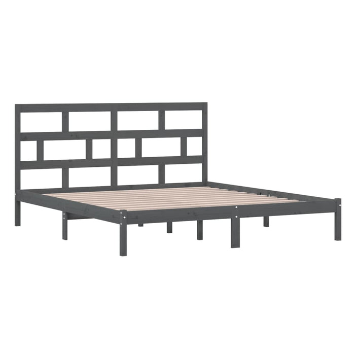 Bedframe massief hout grijs 180x200 cm 6FT Super King