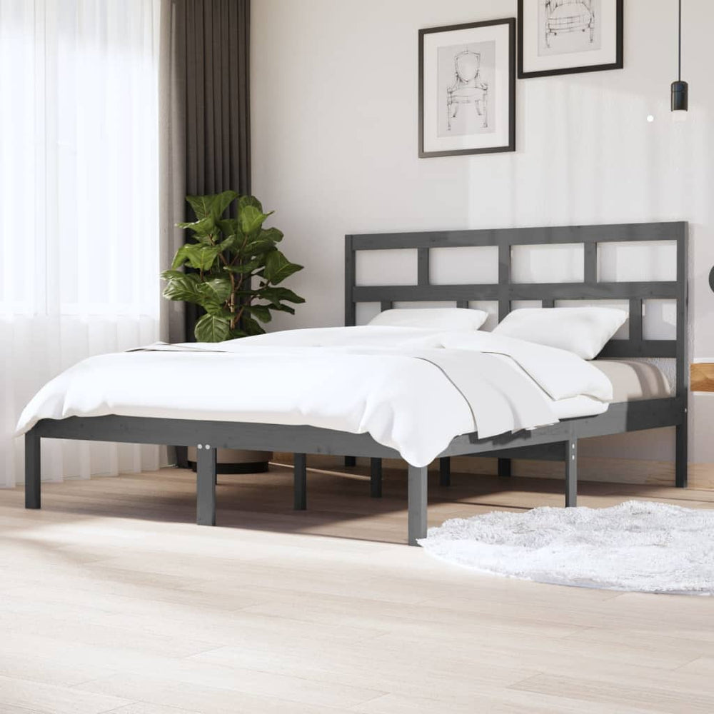 Bedframe massief hout grijs 180x200 cm 6FT Super King