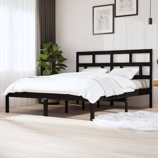 Bedframe massief hout zwart 180x200 cm 6FT Super King