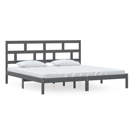 Bedframe massief grenenhout grijs 200x200 cm