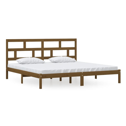 Bedframe massief grenenhout honingbruin 200x200 cm