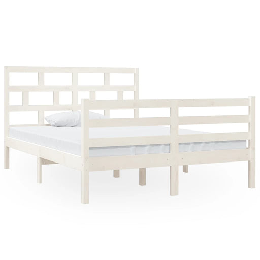 Bedframe massief hout wit 135x190 cm 4FT6 Double