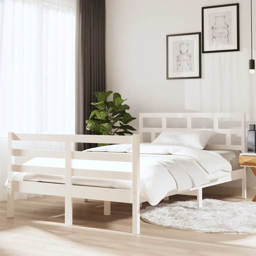 Bedframe massief hout wit 135x190 cm 4FT6 Double