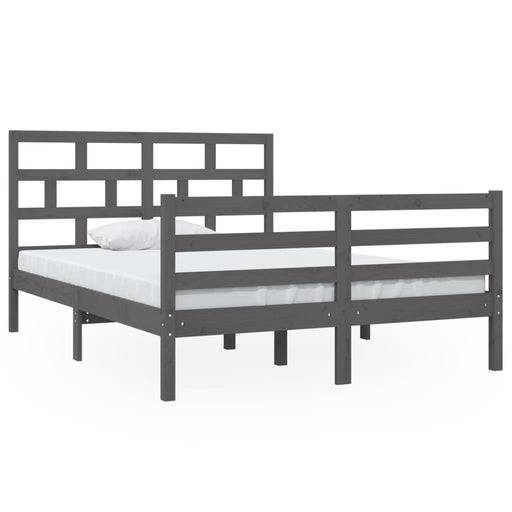 Bedframe massief hout grijs 135x190 cm 4FT6 Double