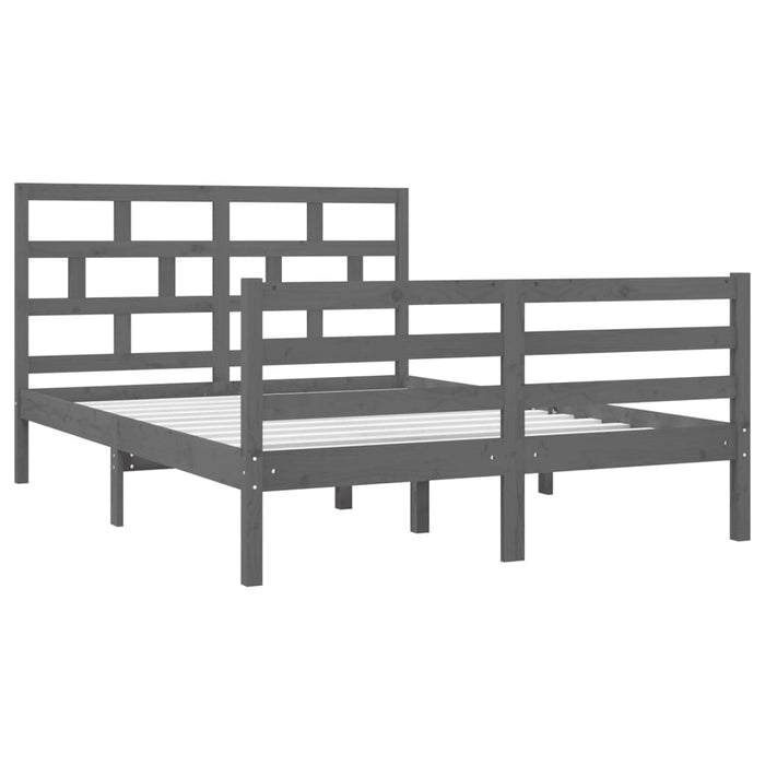 Bedframe massief hout grijs 135x190 cm 4FT6 Double