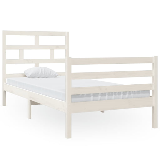 Bedframe massief grenenhout wit 90x200 cm