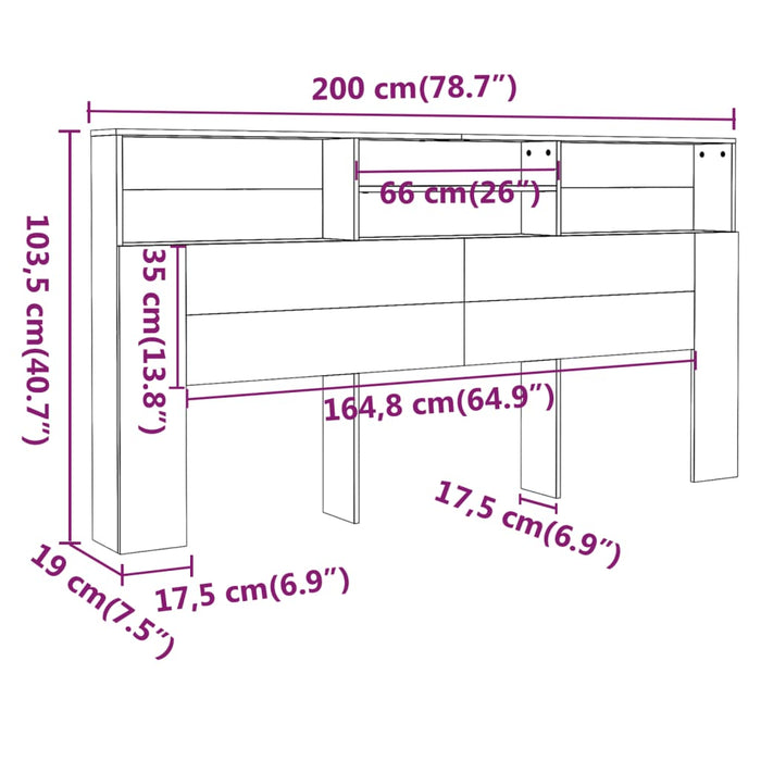 Hoofdbordkast 200x19x103,5 cm sonoma eikenkleurig