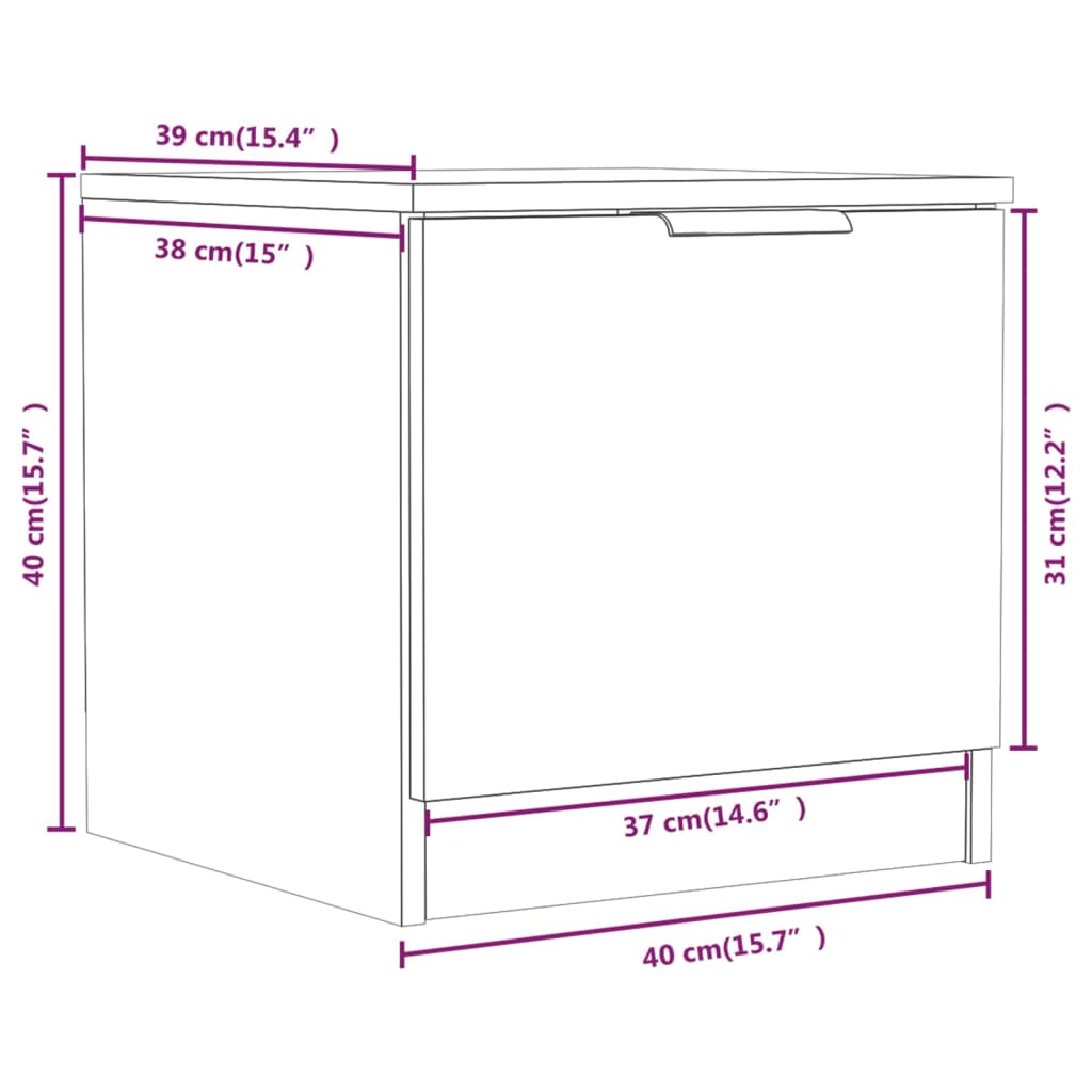 Nachtkastjes 2 st 40x39x40 cm gerookt eikenkleurig