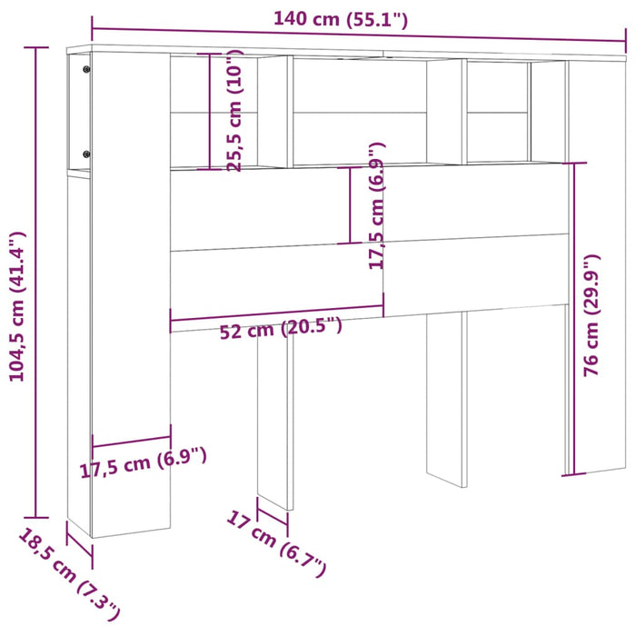 Hoofdbordkast 140x18,5x104,5 cm gerookt eikenkleurig