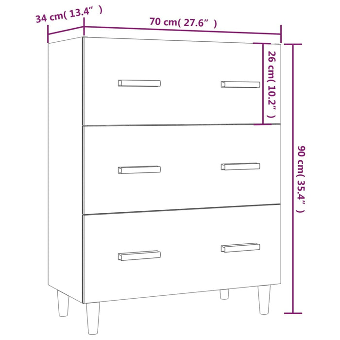 Dressoir 70x34x90 cm bewerkt hout grijs sonoma eikenkleurig