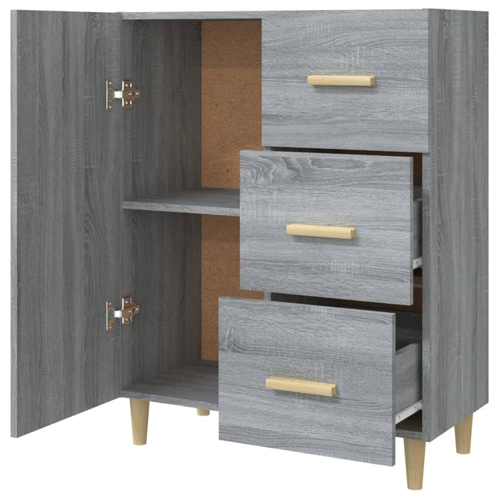 Dressoir 69,5x34x90 cm bewerkt hout grijs sonoma eikenkleurig