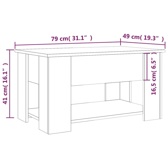 Salontafel 79x49x41 cm bewerkt hout bruineikenkleurig