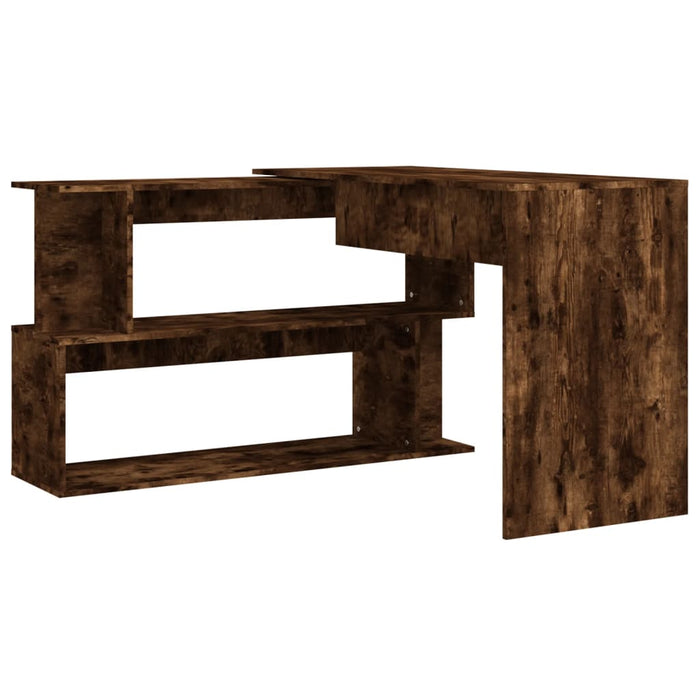 Hoekbureau 200x50x76 cm bewerkt hout gerookt eikenkleur