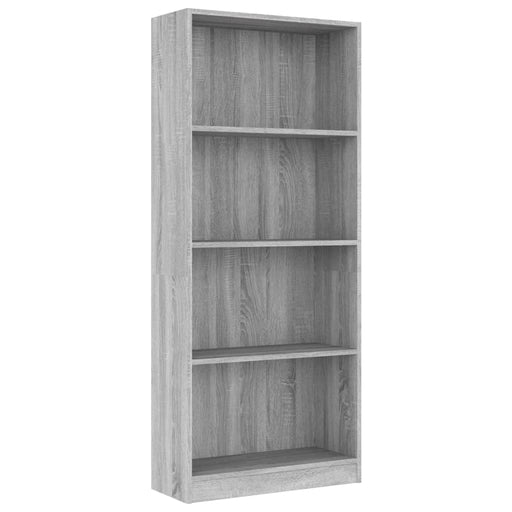 Boekenkast 4 schappen 60x24x142 cm bewerkt hout grijs sonoma