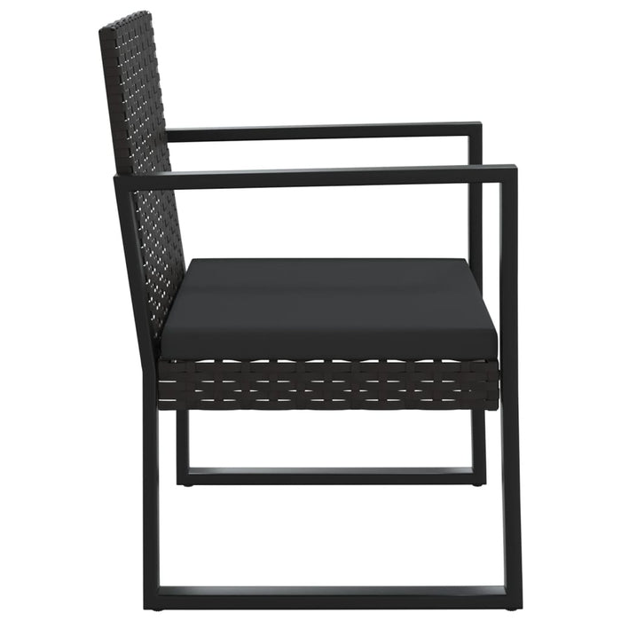 3-delige Loungeset met kussens poly rattan zwart