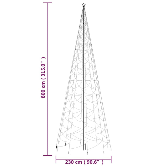 Kerstboom met grondpin 3000 LED's warmwit 800 cm