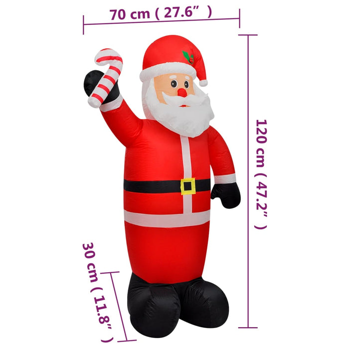 Kerstman opblaasbaar met LED's 120 cm