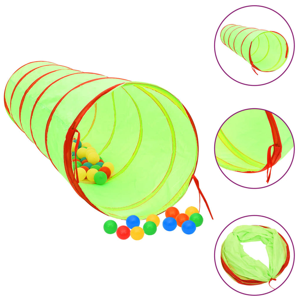 Kinderspeeltunnel met 250 ballen 175 cm polyester groen