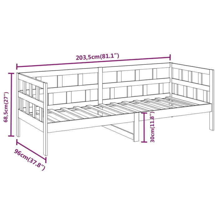 Slaapbank massief grenenhout wit 90x200 cm