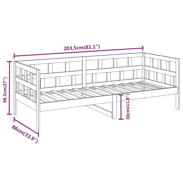 Slaapbank massief grenenhout honingbruin 80x200 cm