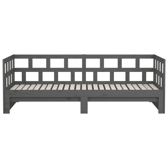 Slaapbank uitschuifbaar massief grenenhout grijs 2x(90x200) cm