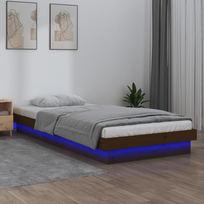 Bedframe LED hout honingbruin 75x190 cm 2FT6 Small Single