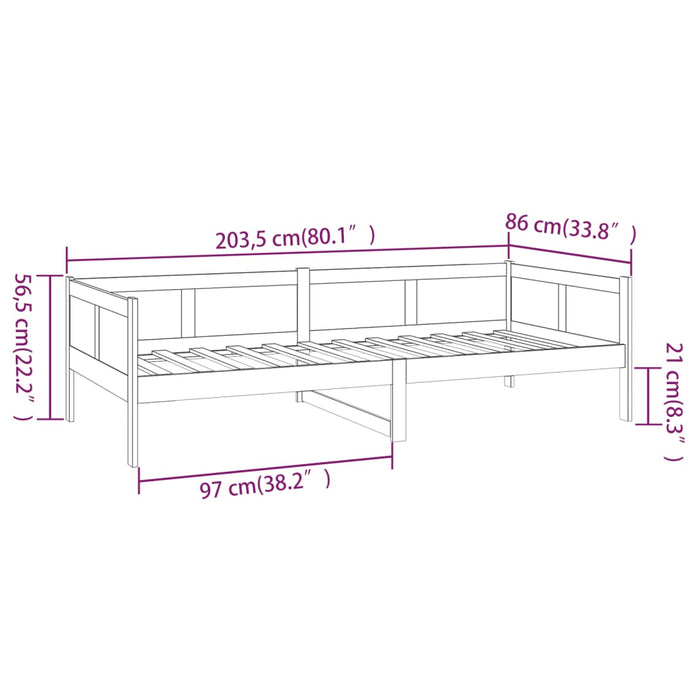 Slaapbank massief grenenhout honingbruin 80x200 cm