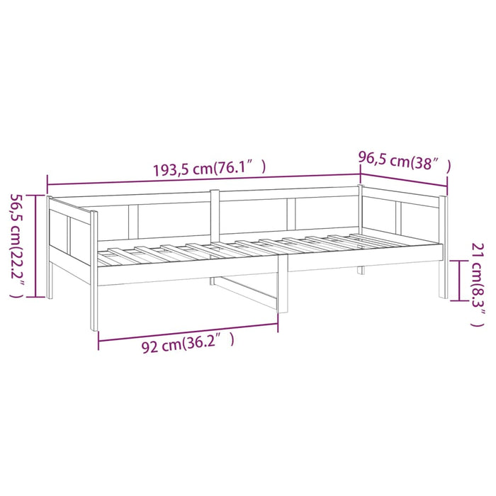 Slaapbank massief grenenhout wit 90x190 cm