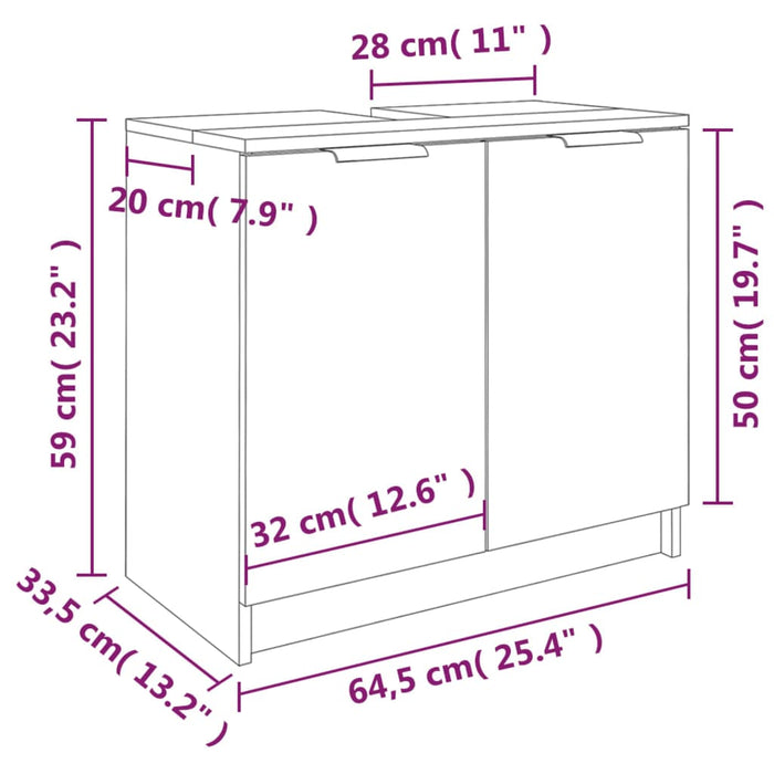 Badkamerkast 64,5x33,5x59 cm bewerkt hout wit