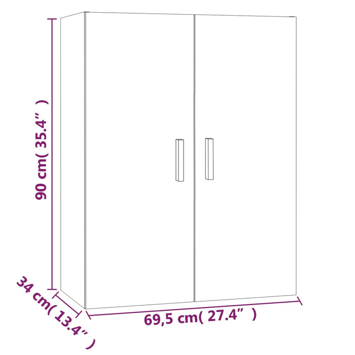 Hangkast 69,5x34x90 cm hoogglans wit