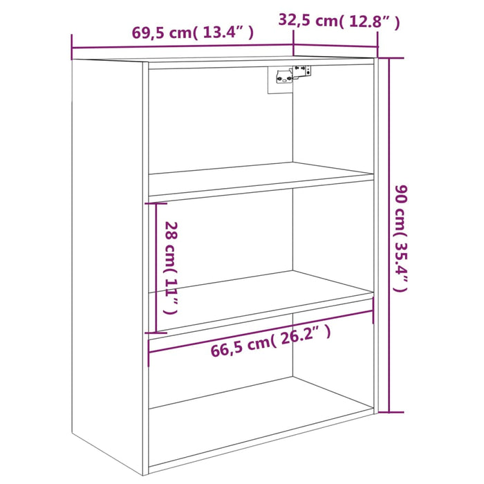 Hangkast 69,5x32,5x90 cm wit