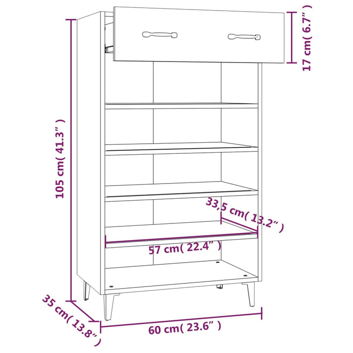 Schoenenkast 60x35x105 cm bewerkt hout zwart