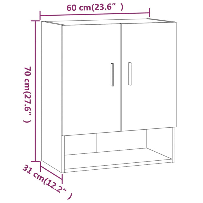 Wandkast 60x31x70 cm bewerkt hout wit