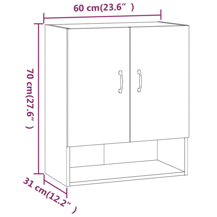 Wandkast 60x31x70 cm bewerkt hout wit