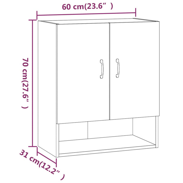 Wandkast 60x31x70 cm bewerkt hout hoogglans wit