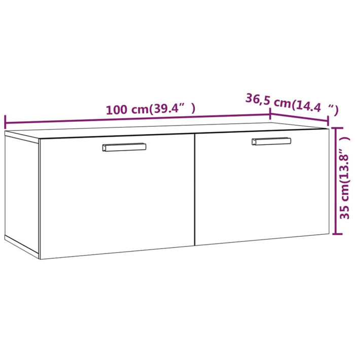 Wandkast 100x36,5x35 cm bewerkt hout grijs